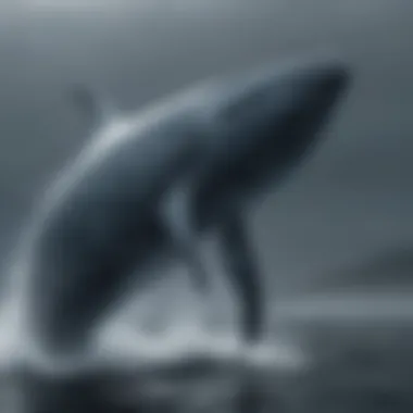 An underwater view of blue whales communicating through clicks and calls