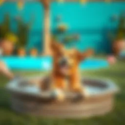 A stylish Kopeks Pet Pool set up in a vibrant backyard