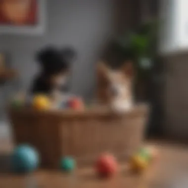 A Stylish Storage Solution for Dog Toys Stylish large basket filled with colorful dog toys