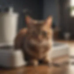 A cat comfortably using a low-entry litter box