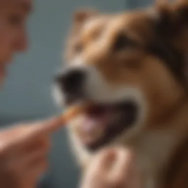 A veterinarian examining a dog's teeth during a check-up