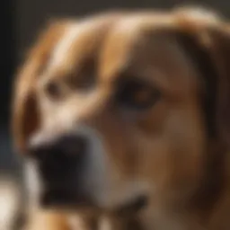 A close-up of a dog looking distressed, highlighting the discomfort of diarrhea.