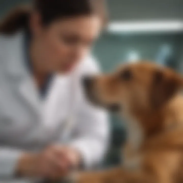 Veterinarian examining a dog for mites