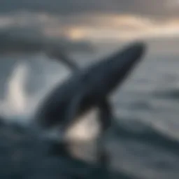 Humpback whale breaching the surface of the ocean