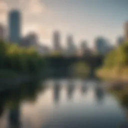 Stunning view of Spokane River and downtown skyline