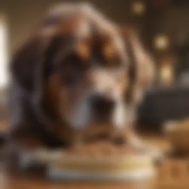 Senior dog enjoying a meal of high-quality kibble