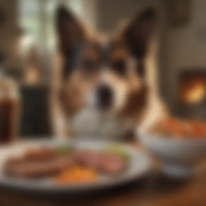 A dog enjoying a tailored meal for liver support