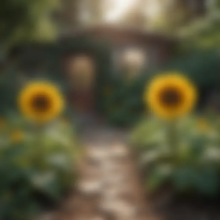 Garden layout with sunflowers and companion plants