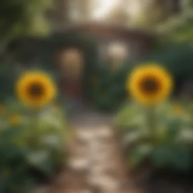 Strategic garden layout integrating sunflowers and companion plants Garden layout with sunflowers and companion plants