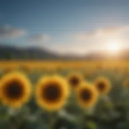 Vibrant sunflower field under blue sky