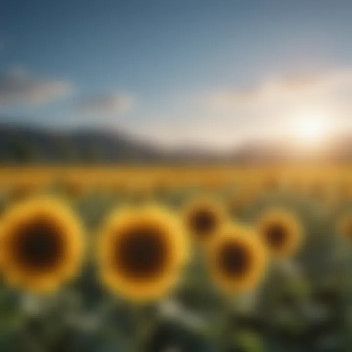 Vibrant sunflower field under blue sky