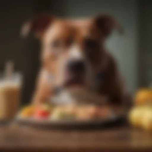 An American Pit Bull Terrier enjoying a nutritious meal