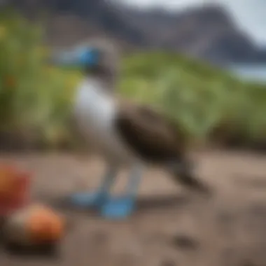 An array of colorful birds, including the famous blue-footed booby, in their natural habitat