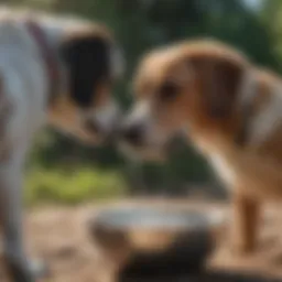 A happy dog drinking water from a stylish bowl
