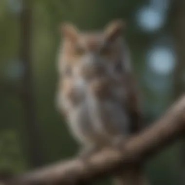 Eastern Screech Owl in its natural habitat Eastern Screech Owl perched on a branch