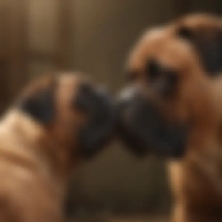 An owner bonding with their Bull Mastiff during playtime