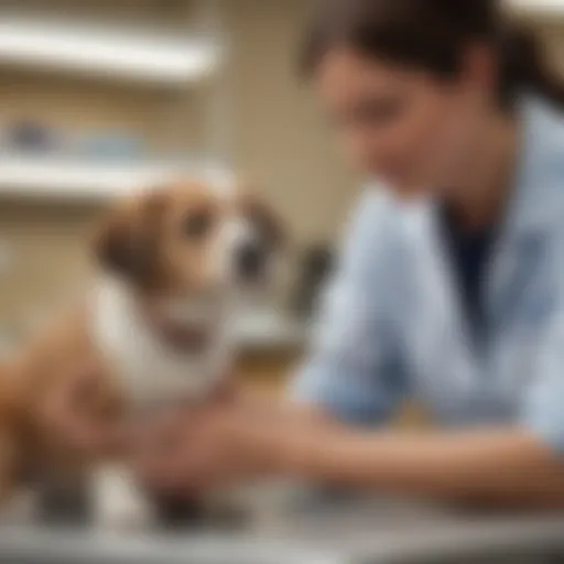 A vet administering parvo vaccine to a puppy at a PetSmart clinic.