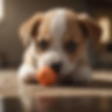 Puppy playing with a toy