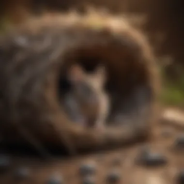 Visible signs of a mouse nest in a hidden area