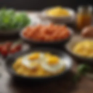 Scrambled Eggs in a Balanced Diet Balanced meal featuring scrambled eggs alongside fresh vegetables