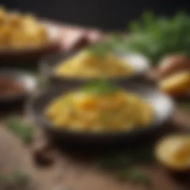 Flavorful Scrambled Eggs with Herbs Scrambled eggs served with herbs and spices for flavor enhancement