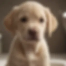 Labrador puppy with a shiny coat after a bath