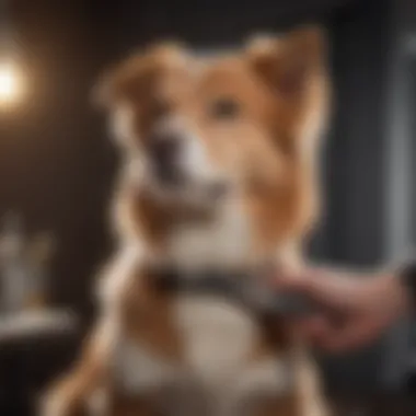 A groomer using a clipper on a dog, showcasing a comfortable grooming environment