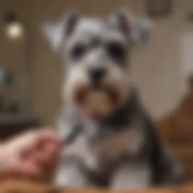 Effective Grooming Techniques for Schnauzers Schnauzer being groomed with a brush, illustrating proper technique