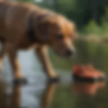 Close-up of durable dog swim shoes showcasing material and design