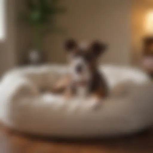 Cozy self-warming dog bed in a serene home environment