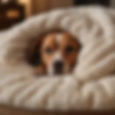 Close-up of the fabric and insulation of a self-warming dog bed