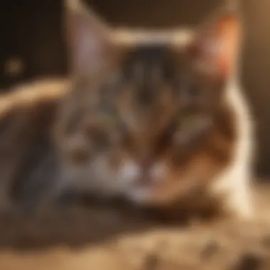 A cat near a dust source, highlighting potential asthma triggers