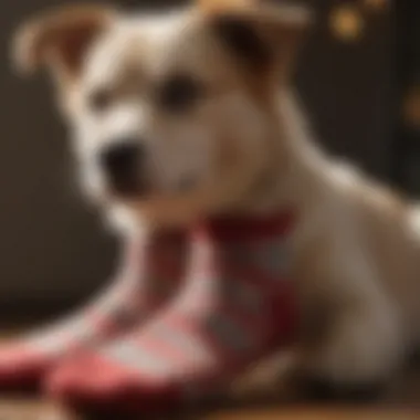 Close-up of the fabric and design features of dog socks designed for comfort