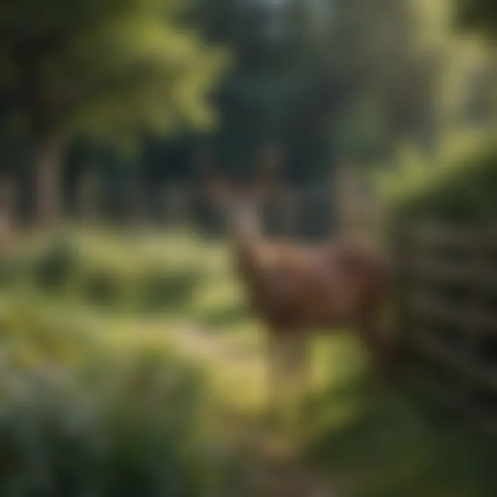 A garden surrounded by a fence to deter deer