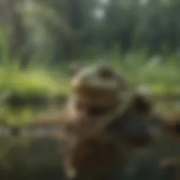 A serene wetland habitat showcasing the natural environment of frogs