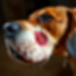 Close-up of a dog's skin affected by mange.