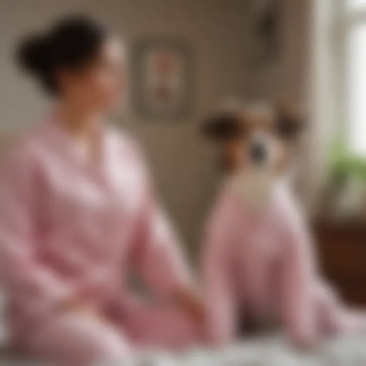 A stylish display of different pajama styles for dogs and owners, emphasizing the aesthetic appeal.