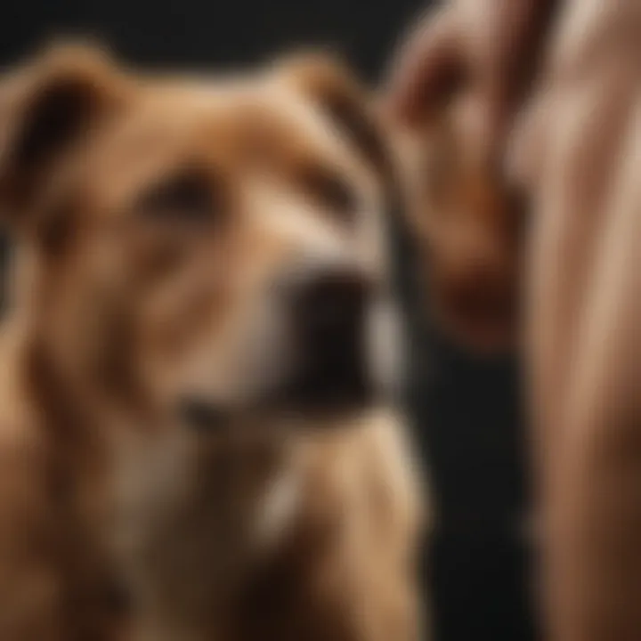 Pet owner administering joint supplements to a dog