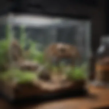 An expert setting up a tarantula terrarium with care and precision