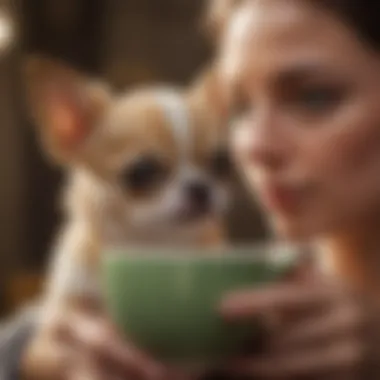 A Teacup Chihuahua with its owner