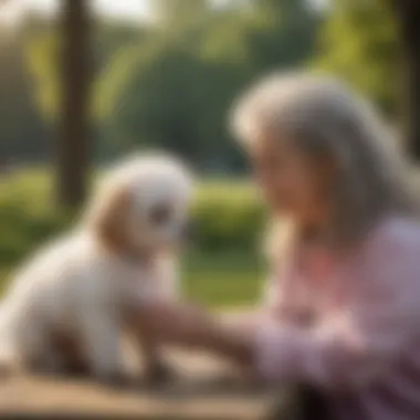 A happy Teacup Poodle interacting with its owner in a park