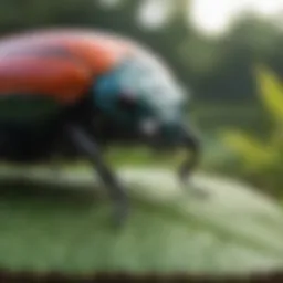 Colorful Texas beetle on a leaf