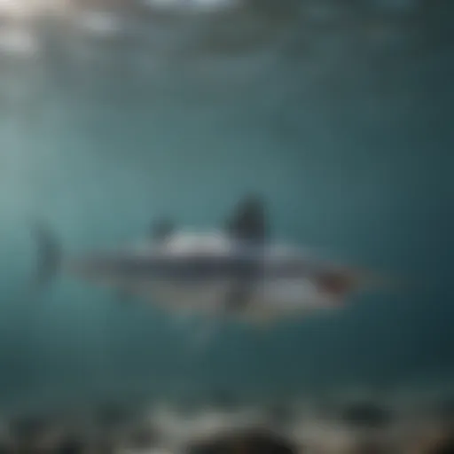 American paddlefish swimming in clear waters