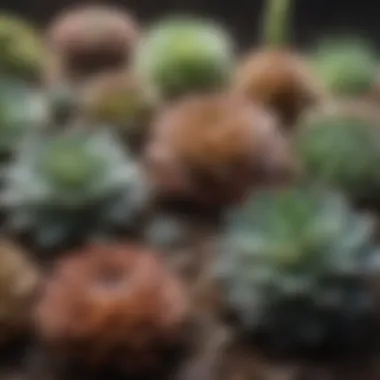 A comparison image showing healthy and overwatered succulents for visual clarity.