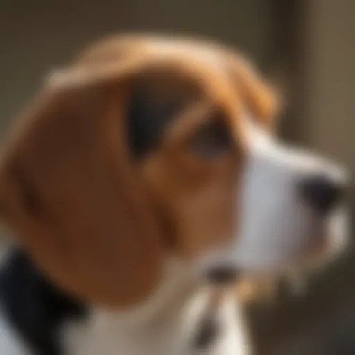 A beagle showcasing its distinct coat patterns and size