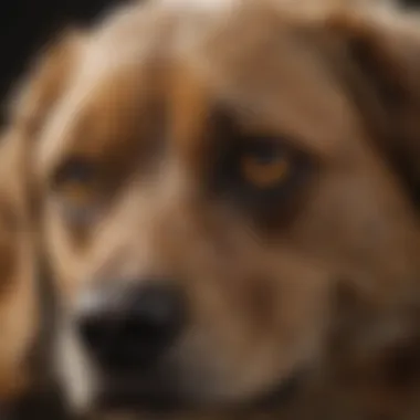 Close-up of a dog's dry skin showing irritation