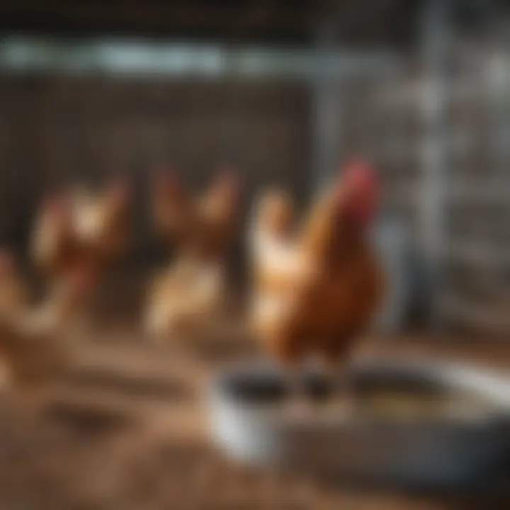 Automatic chicken waterer setup in a poultry pen