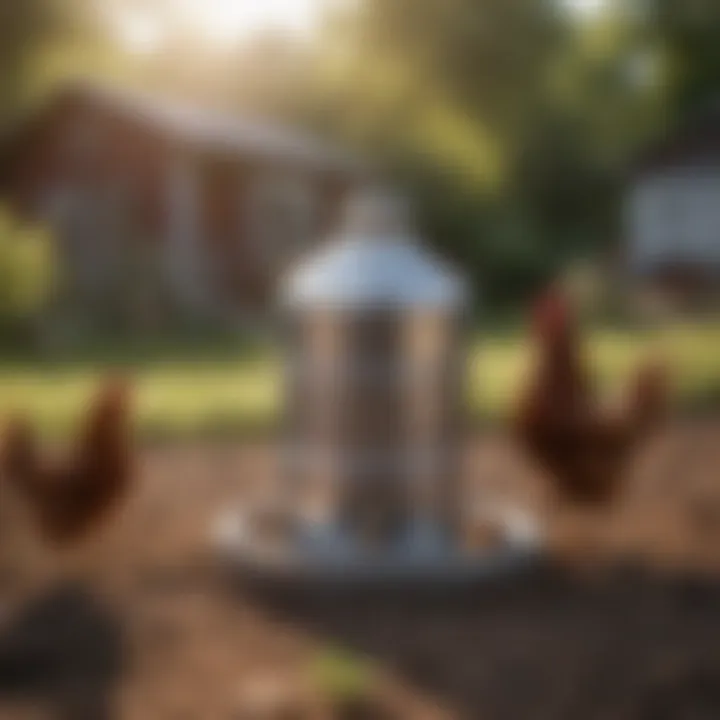 Traditional chicken waterer placed outside