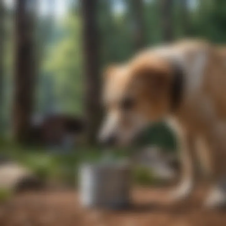 Dog drinking water from a travel container