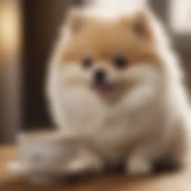 A reputable breeder interacting with a teacup white Pomeranian, highlighting the importance of choosing a quality source.